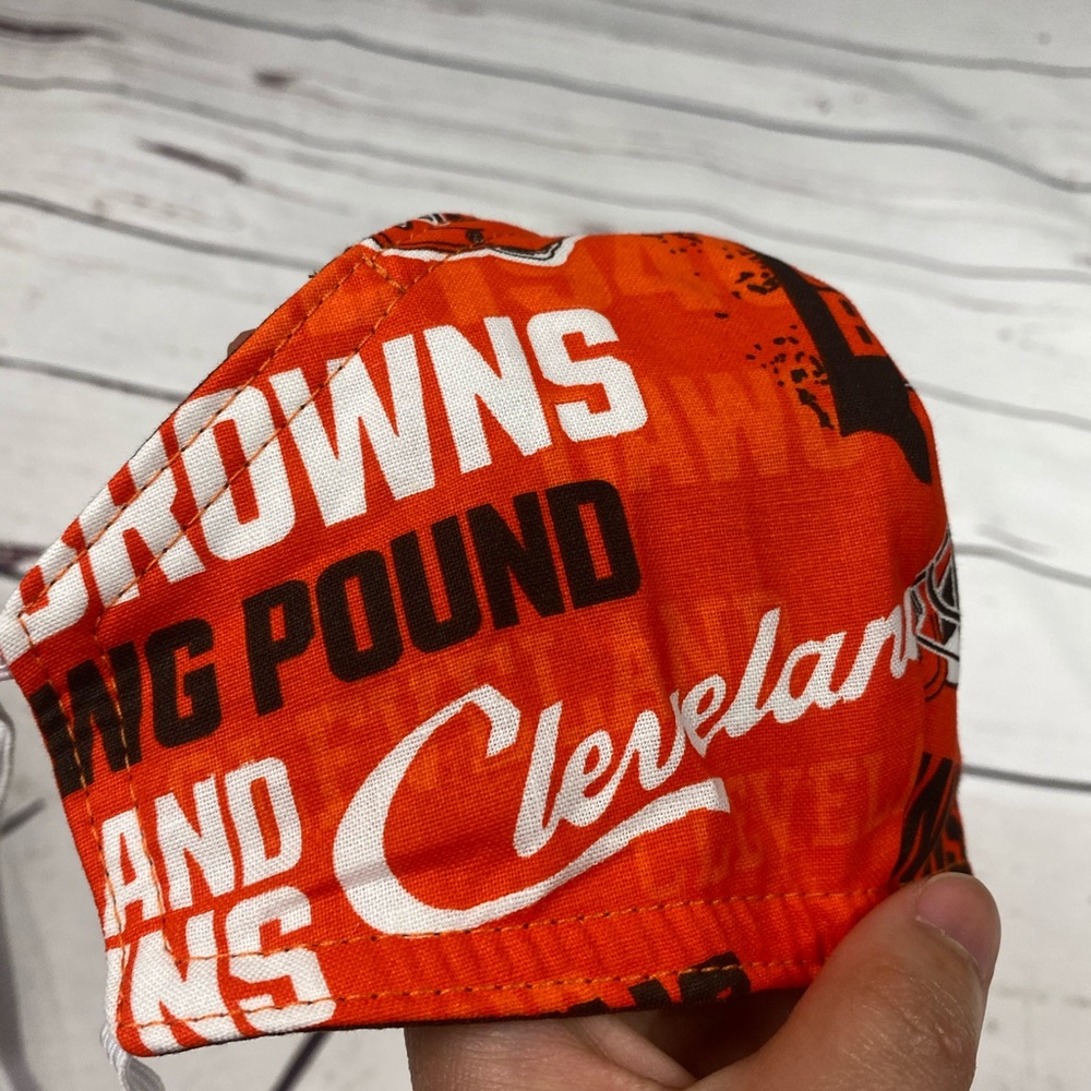 Triple Layer Cleveland Browns Cloth Face Mask - Picture 2 of 11